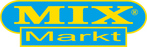 MIX Markt Logo with yellow text on blue background, featuring registered trademark symbol